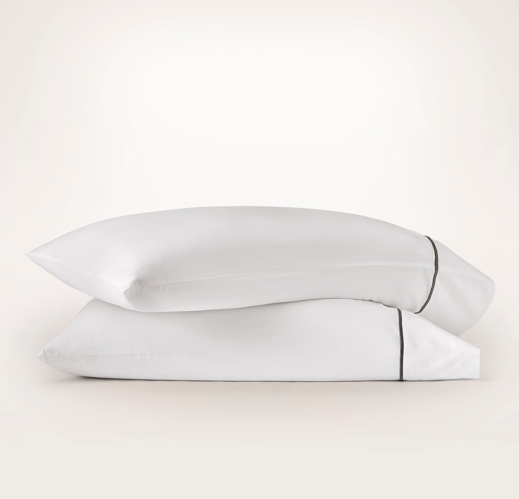 Bollandbranch Signature Embellished Pillowcase Set - White/Deep Walnut Embroidered
