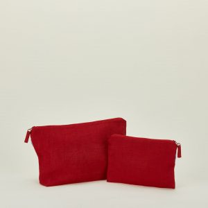 Hawkins New York Simple Linen Zipper Pouch - Red