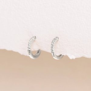 Linjer 14k White Gold Lab Grown Diamond Huggie Earrings - Susanna