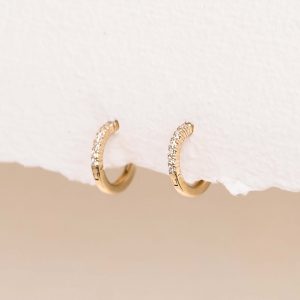 Linjer 14k Yellow Gold Lab Grown Diamond Huggie Earrings - Susanna