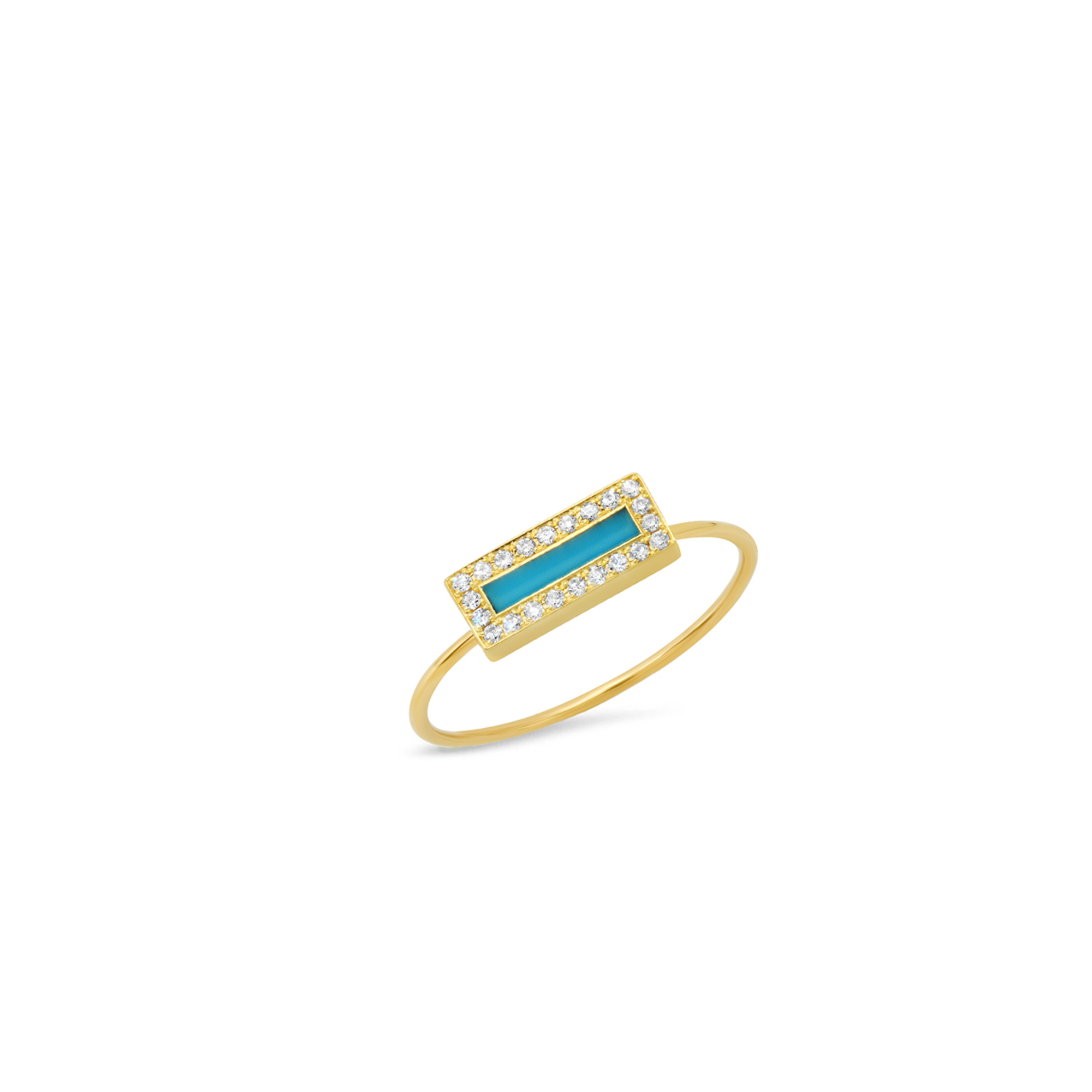 Jennifer Meyer Turquoise Inlay Bar Ring with Diamonds