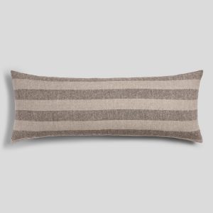 Parachute Vintage Linen Body Pillow Cover (Bone and Warm Grey Stripe)
