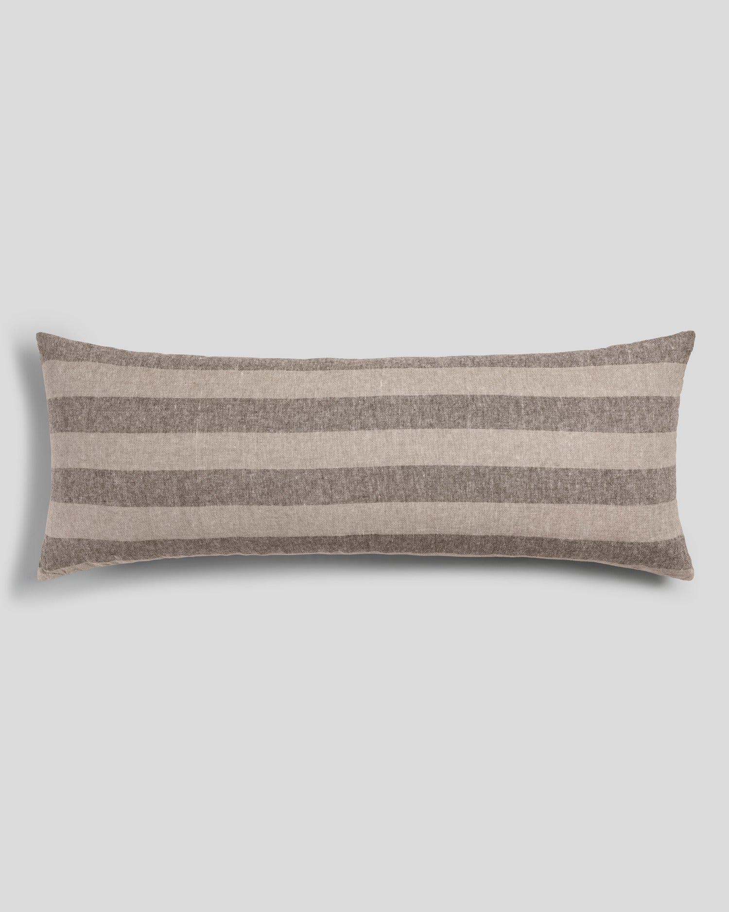 Parachute Vintage Linen Body Pillow Cover (Bone and Warm Grey Stripe)