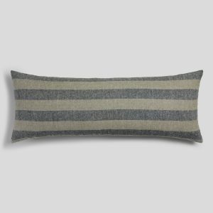 Parachute Vintage Linen Body Pillow Cover (Ink and Thyme Stripe)