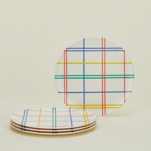 Hawkins New York Bamboo Melamine Side Plate, Set of 4 - Mixed Plaid