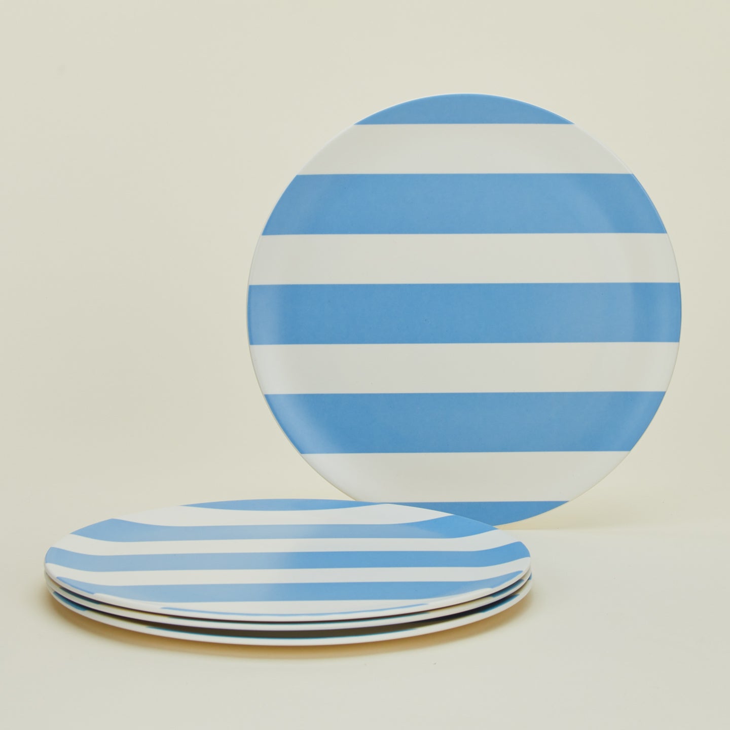 Hawkins New York Bamboo Melamine Dinner Plate, Set of 4 - Blue Wide Stripe