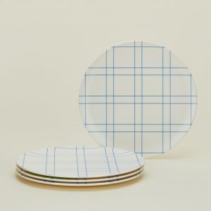 Hawkins New York Bamboo Melamine Side Plate, Set of 4 - Blue Plaid